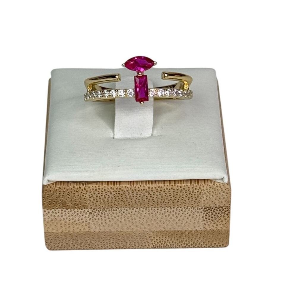 Golden Kiss Fuchsia CZ stone Ring for Her size 8